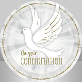 Lofaris White Dove Circle Baby Shower Backdrop For Decoration